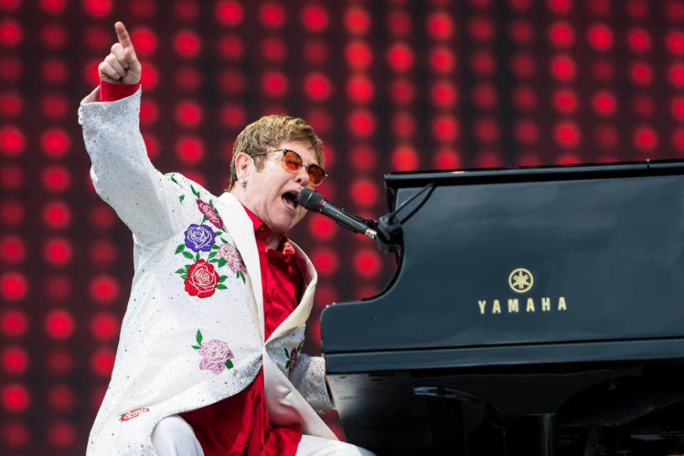 Elton John performs