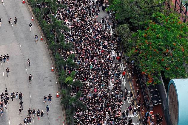 <p>Manifestation à Hong Kong, le 16 juin 2019.</p>