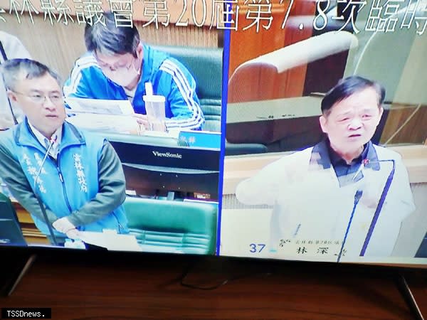 雲林縣議會第二十屆第七、八次臨時會，由縣議長黃凱主持，進行農地使用改良案件管理與裁處，及便民措施法制化之探討等專案報告，與會議員陳俊龍、蔡東富、蔡明水、黃文祥、張維崢、陳永修、李明哲等輪番質詢。（記者劉春生攝）