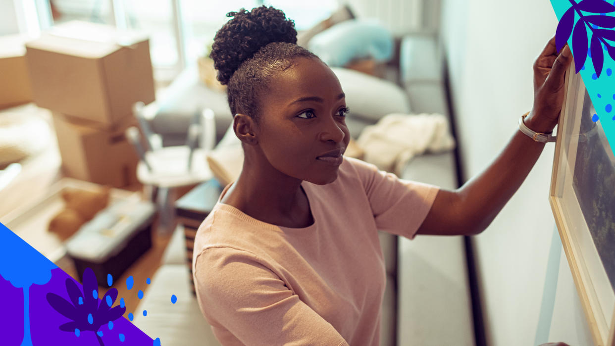 Woman setting up new residence