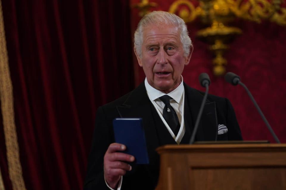 The King said he would ‘strive to follow the inspiring example I have been set’ (Jonathan Brady/PA) (PA Wire)