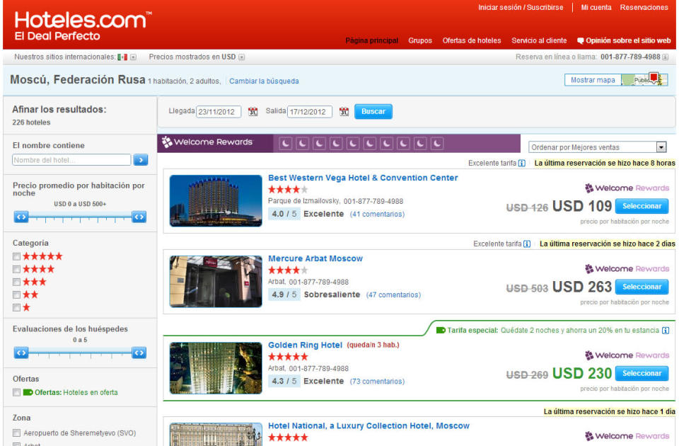 <b>7. Hoteles.com</b> Destinado al viajero latinoamericano, se destaca por las ofertas en alojamiento en todo el mundo. <b>hoteles.com</b>
