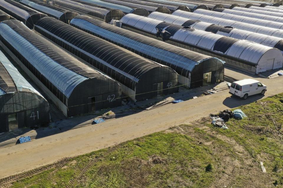 An aerial view of a farm