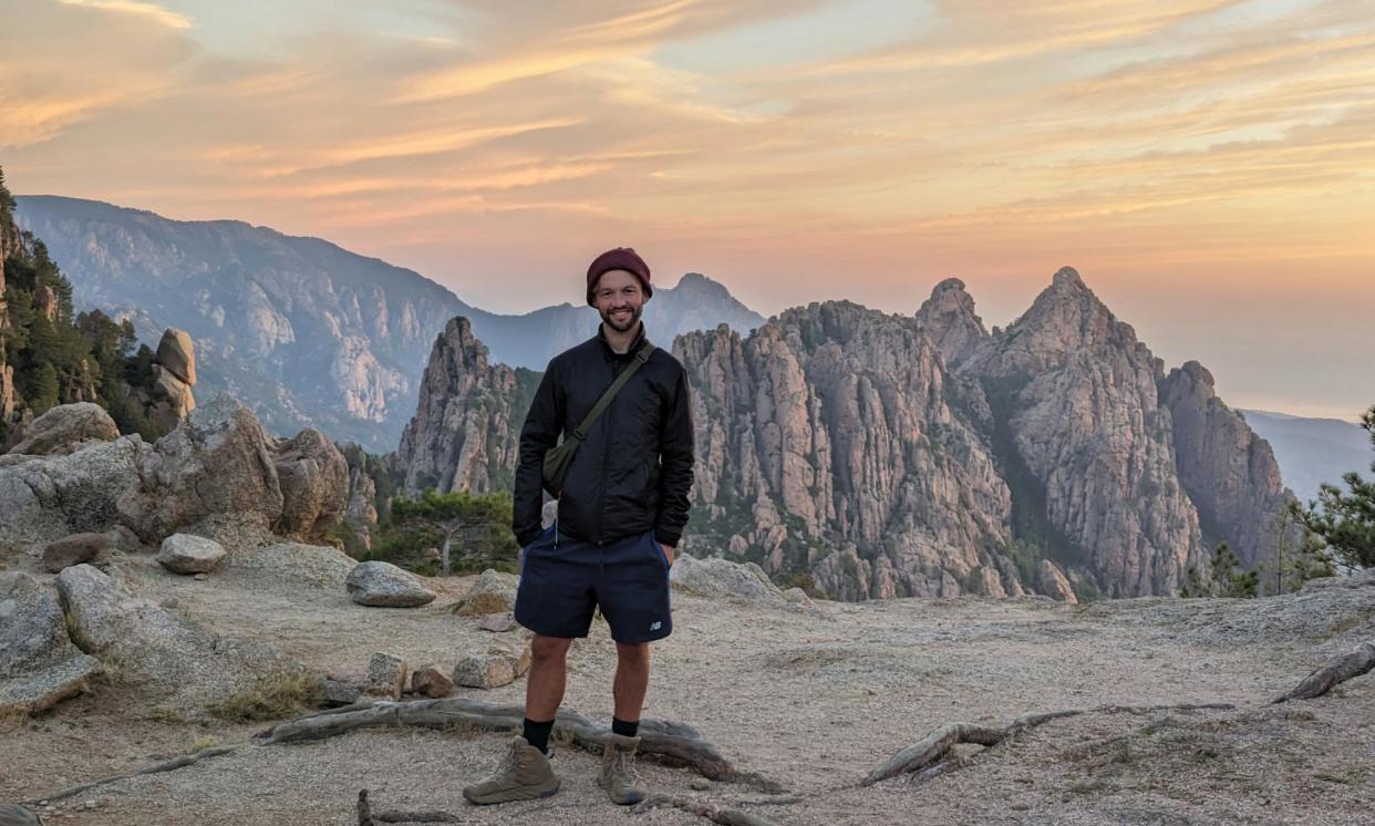 <span>Writer James Gingell at Refuge Paliri on the GR20, on one of the more pleasant days for weather.</span><span>Photograph: James Gingell</span>