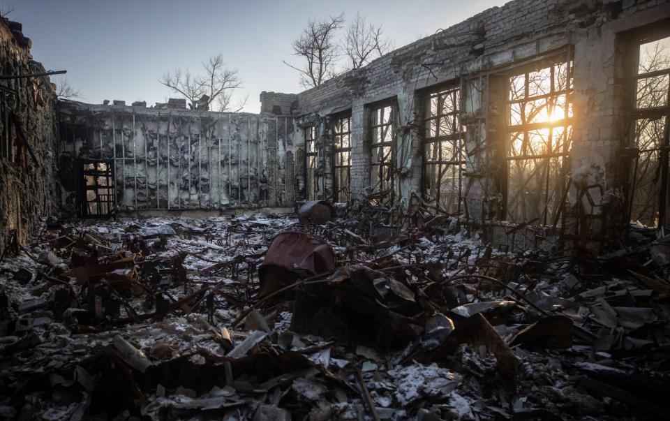 A destroyed room in a school in Avdiivka - Chris McGrath/Getty Images