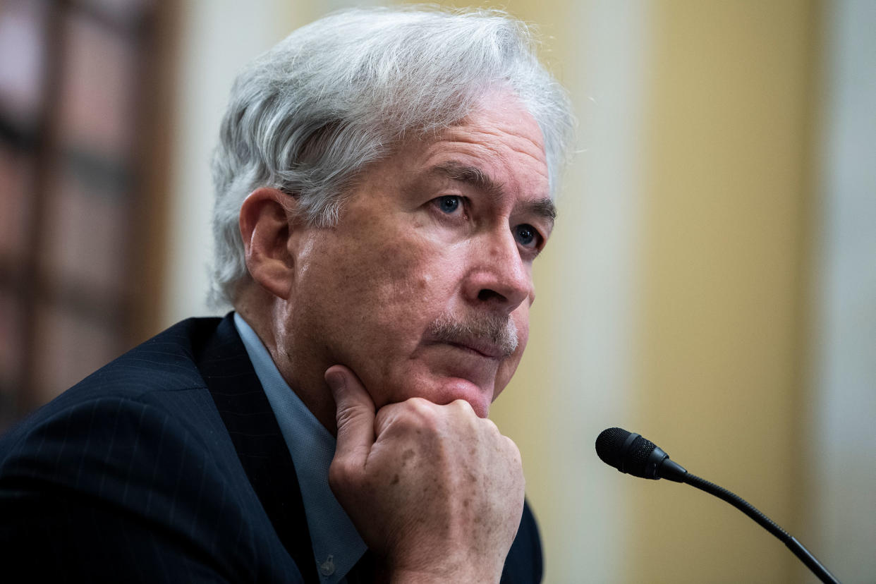 William Burns testifies during his Senate Select Intelligence Committee confirmation hearing on Capitol Hill in Washington, on Feb. 24, 2021.