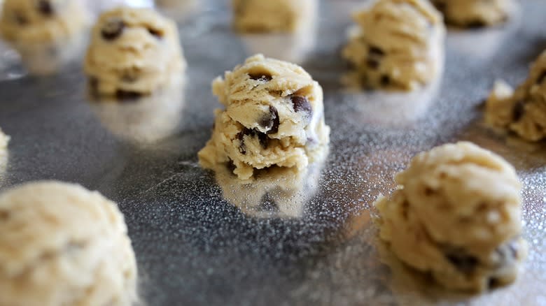 cookie dough on baking sheet