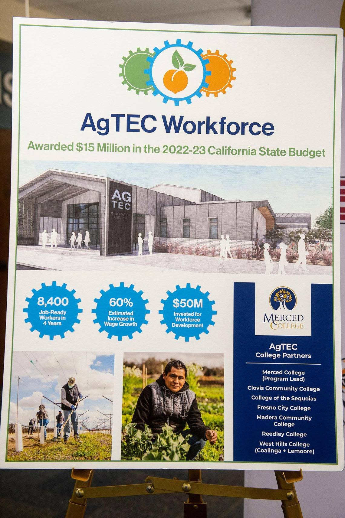 A news conference is held to announce a new Agrifood Technology and Engineering Collaborative, on the Merced College campus in Merced, Calif., on Tuesday, Sept. 6, 2022. According to the college, the initiative is expected to advance the San Joaquin Valley’s agriculture industry with advancements in technology and engineering as well as education and workforce training.