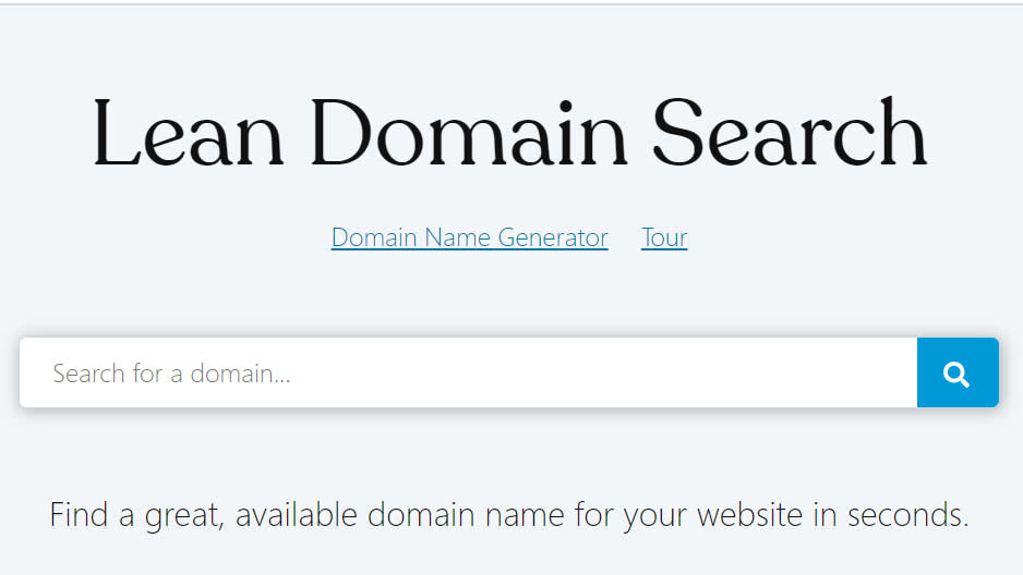 Lean Domain Search homepage screenshot