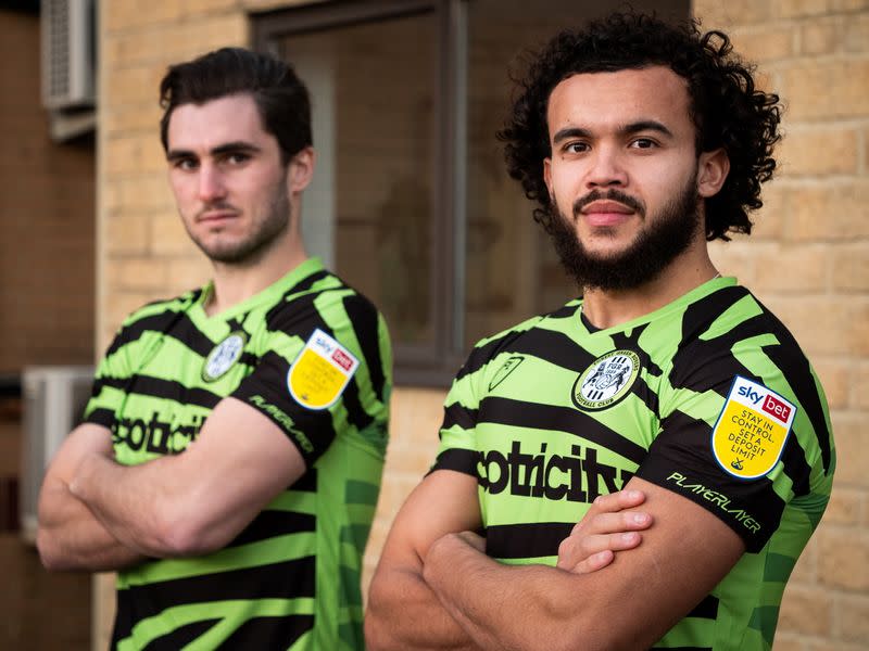 English club Forest Green Rovers trials a new kit made from coffee bean waste, in Cirencester