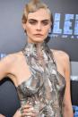 <p>Opening night of <em>Valerian and the City of a Thousand Planets</em> called for an appropriately futuristic look, and the sculpted wig Roszak created didn't disappoint. Old met new with this finger-waved, gel-hardened take, which Roszak says she wanted to feel like a kind of armor over Cara's shaved head. It's the most gorgeous toupee we've ever seen.</p>
