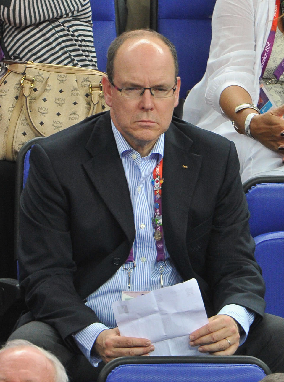 LONDON, ENGLAND - AUGUST 12: Prince Albert II of Monaco during the Men's Basketball gold medal game between the United States and Spain on Day 16 of the London 2012 Olympics Games at North Greenwich Arena on August 12, 2012 in London, England. (Photo by Pascal Le Segretain/Getty Images)