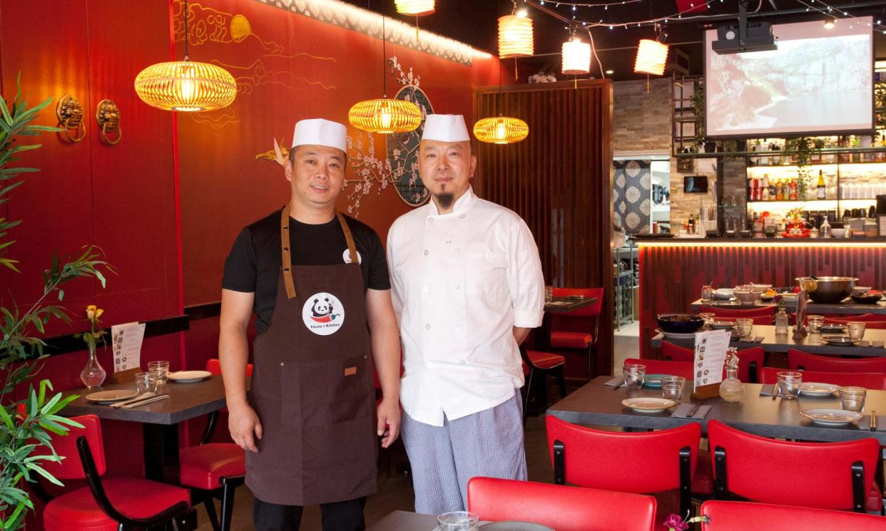 <span>Paint the town red: the dining room.</span><span>Photograph: Sophia Evans/The Observer</span>