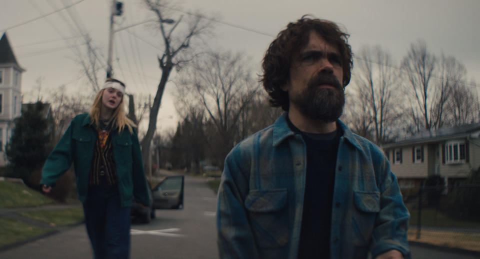 Elle Fanning as Grace and Peter Dinklage as Del in <i>I Think We’re Alone Now</i> (The Movie Partnership)