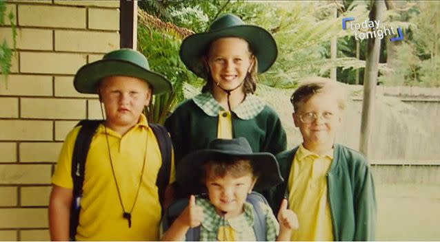 Olivia (pictured bottom middle) did not know she was 'different' until her first day of school. Source: Today Tonight