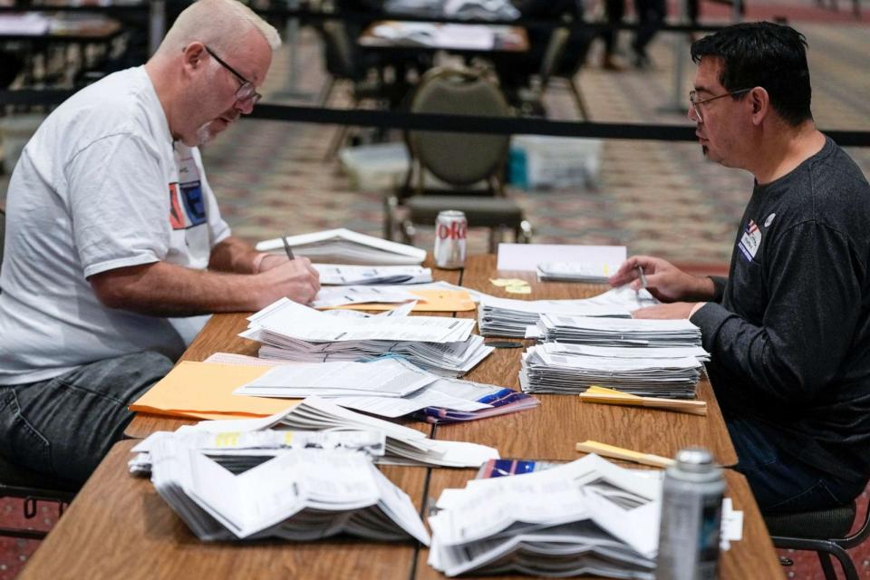 PHOTO: Workers count absentee ballots at the Wisconsin Center for the midterm election, Nov. 8, 2022, in Milwaukee. (Morry Gash/AP)