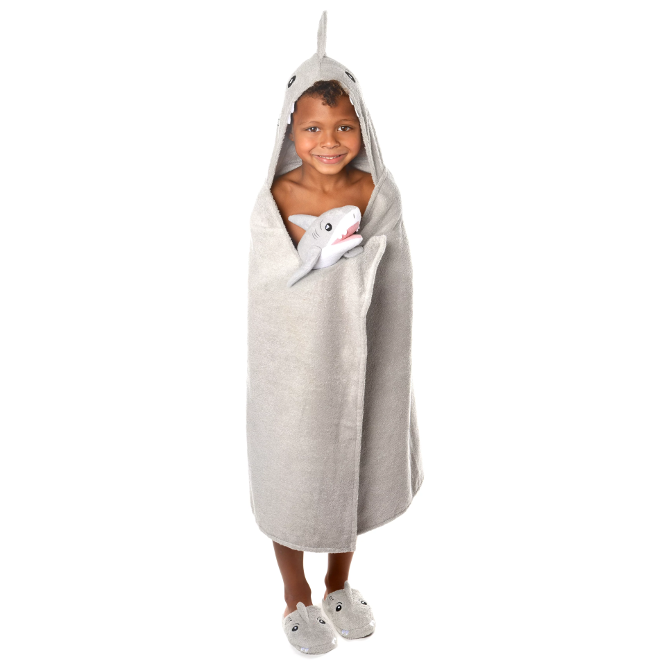 <p><a href="https://go.redirectingat.com?id=74968X1596630&url=https%3A%2F%2Fwww.walmart.com%2Fip%2FSoapSox-Premium-Hooded-Towel-Kids-Ultra-Soft-Extra-Large-Bathrobe-100-Cotton-Bath-Hood-Girls-Boys-For-Swim-Beach-Pool-Wrap-Blanket-Shark%2F1133278241&sref=https%3A%2F%2Fwww.womansday.com%2Flife%2Fg982%2Fgifts-for-kids%2F" rel="nofollow noopener" target="_blank" data-ylk="slk:Shop Now;elm:context_link;itc:0;sec:content-canvas" class="link ">Shop Now</a></p><p>Premium Hooded Shark Towel for Kids</p><p>walmart.com</p><p>$29.99</p>