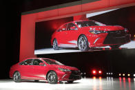 The 2015 Toyota Camry is introduced at the New York International Auto Show, Wednesday, April 16, 2014, in New York. (AP Photo/Mark Lennihan)