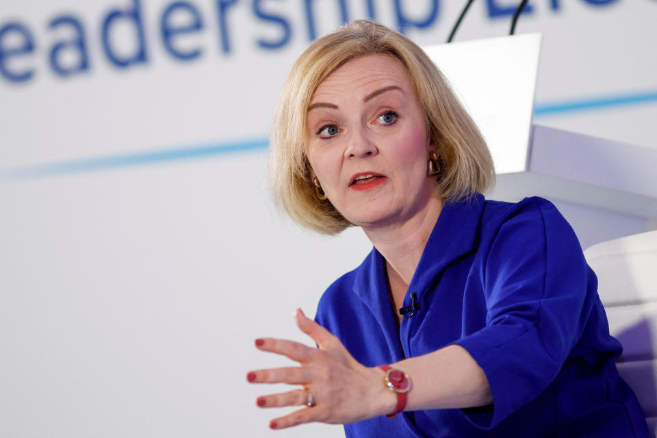 Conservative leadership candidate Liz Truss. She is the frontrunner to be Britain's new PM