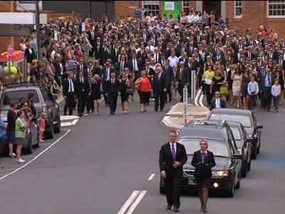 Phillip Hughes' funeral procession in Macksville.