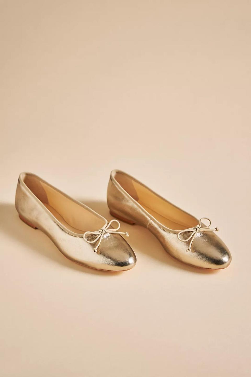 gold ballet flats