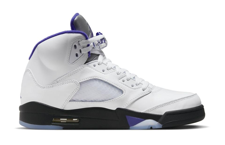 The medial side of the Air Jordan 5 “Dark Concord.” - Credit: Courtesy of Nike