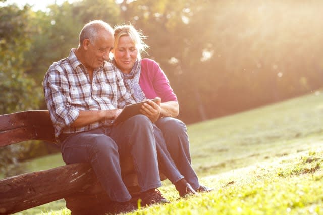 Senior couple in park