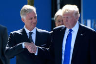 <p>King Philippe of Belgium and President Donald Trump during the North Atlantic Treaty Organisation (NATO) summit in Brussels, Belgium on May 25, 2017.<br> (Photo: Christophe Licoppe/Photonews via Getty Images) </p>