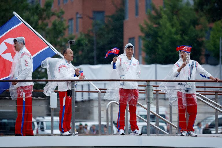 Los representantes de Corea del Norte, durante la inauguración