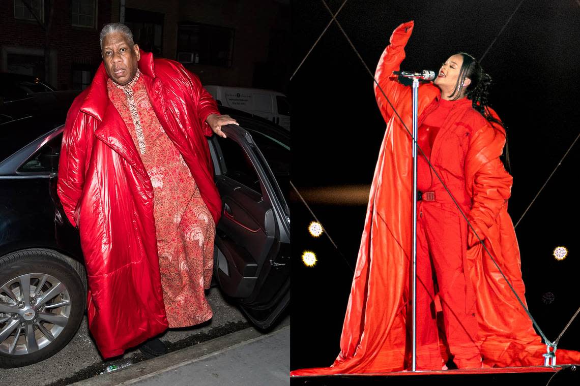 Pop music star Rihanna’s red jacket at the 57th Super Bowl on February 12, 2023 was an homage to André Leon Talley, a Durham native who was known to admire and praise her MET Gala dresses.