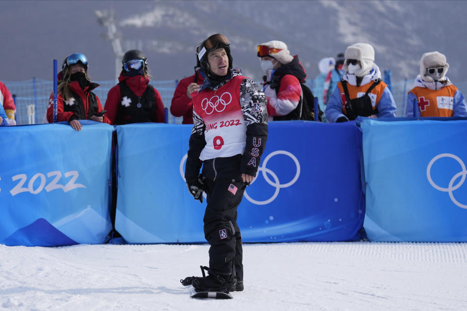 United States' Shaun White competes during the men's halfpipe qualification round at the 2022 Winter Olympics, Wednesday, Feb. 9, 2022, in Zhangjiakou, China. (AP Photo/Alessandra Tarantino)