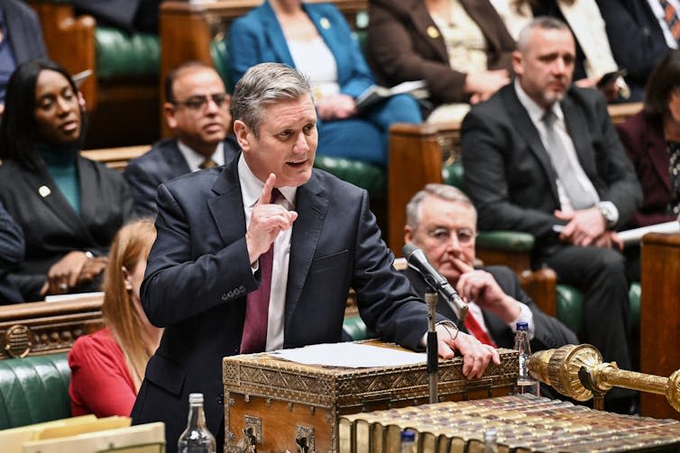 Keir Starmer talks in parliament.