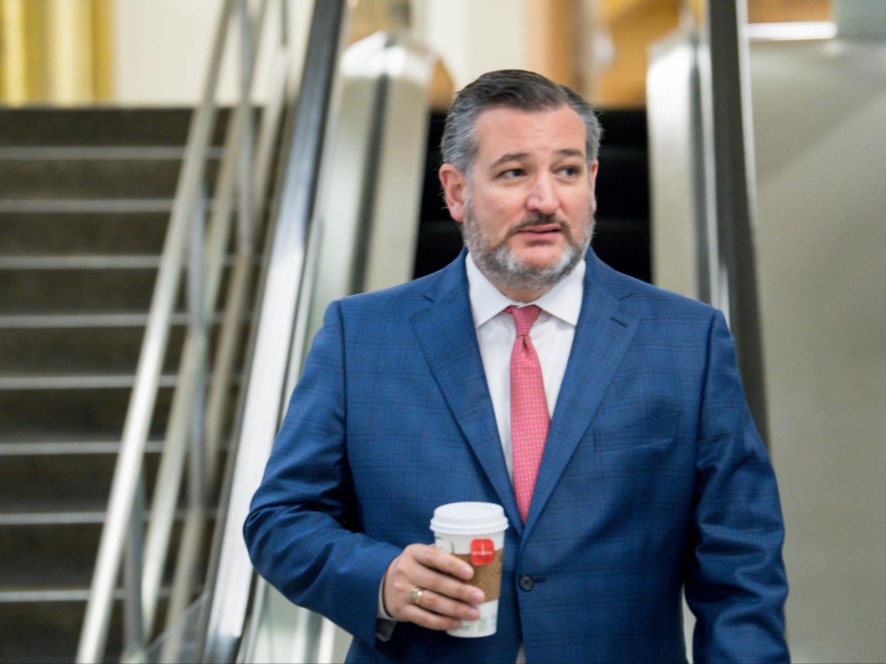 U.S. Sen. Ted Cruz (R-TX) leaves the Capitol on August 9, 2021 in Washington, DC. The Senate is considering the Infrastructure and Jobs Act and is expected to vote on the legislation tomorrow.  (Getty Images)