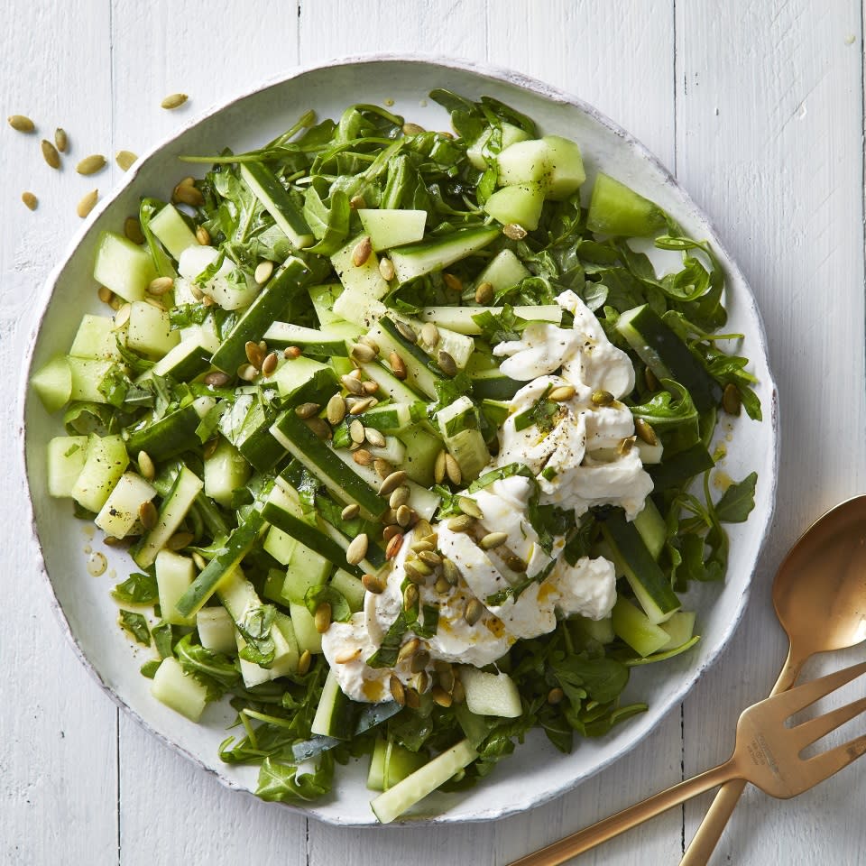 Honeydew & Cucumber Salad with Burrata