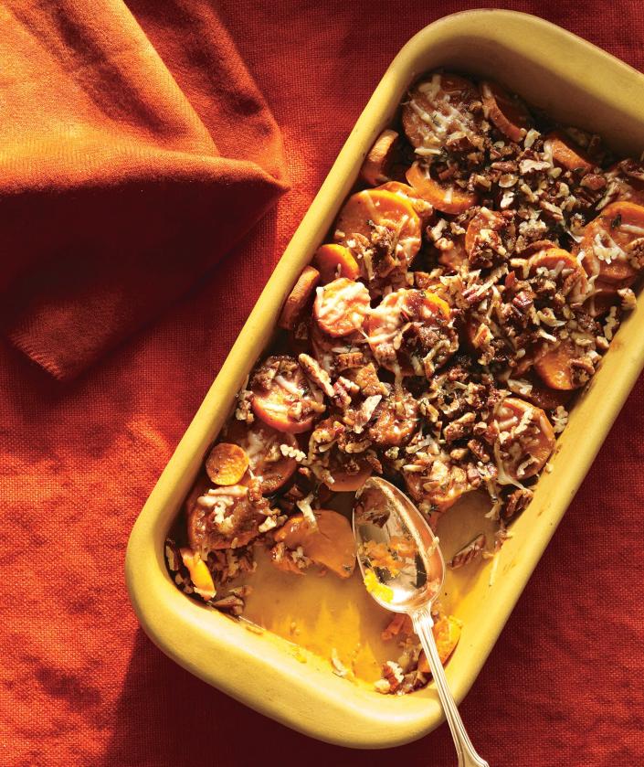 Sweet Potatoes With Pecans and Parmesan