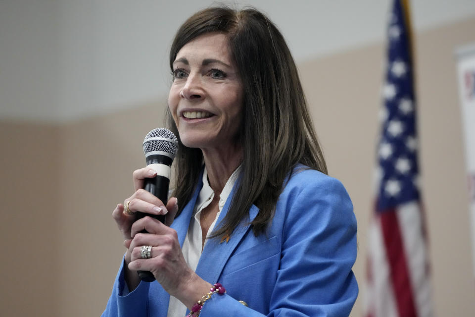 FILE - New Jersey first lady Tammy Murphy speaks to delegates in Paramus, N.J., Monday, March 4, 2024. Murphy has suspended her U.S. Senate campaign to replace Sen. Robert Menendez, D-N.J., as he faces federal corruption charges. Murphy announced her decision in a video posted to her social media on Sunday, March. Her decision to drop out likely clears the way for U.S. Rep. Andy Kim in the Democratic primary on June 4. (AP Photo/Seth Wenig)