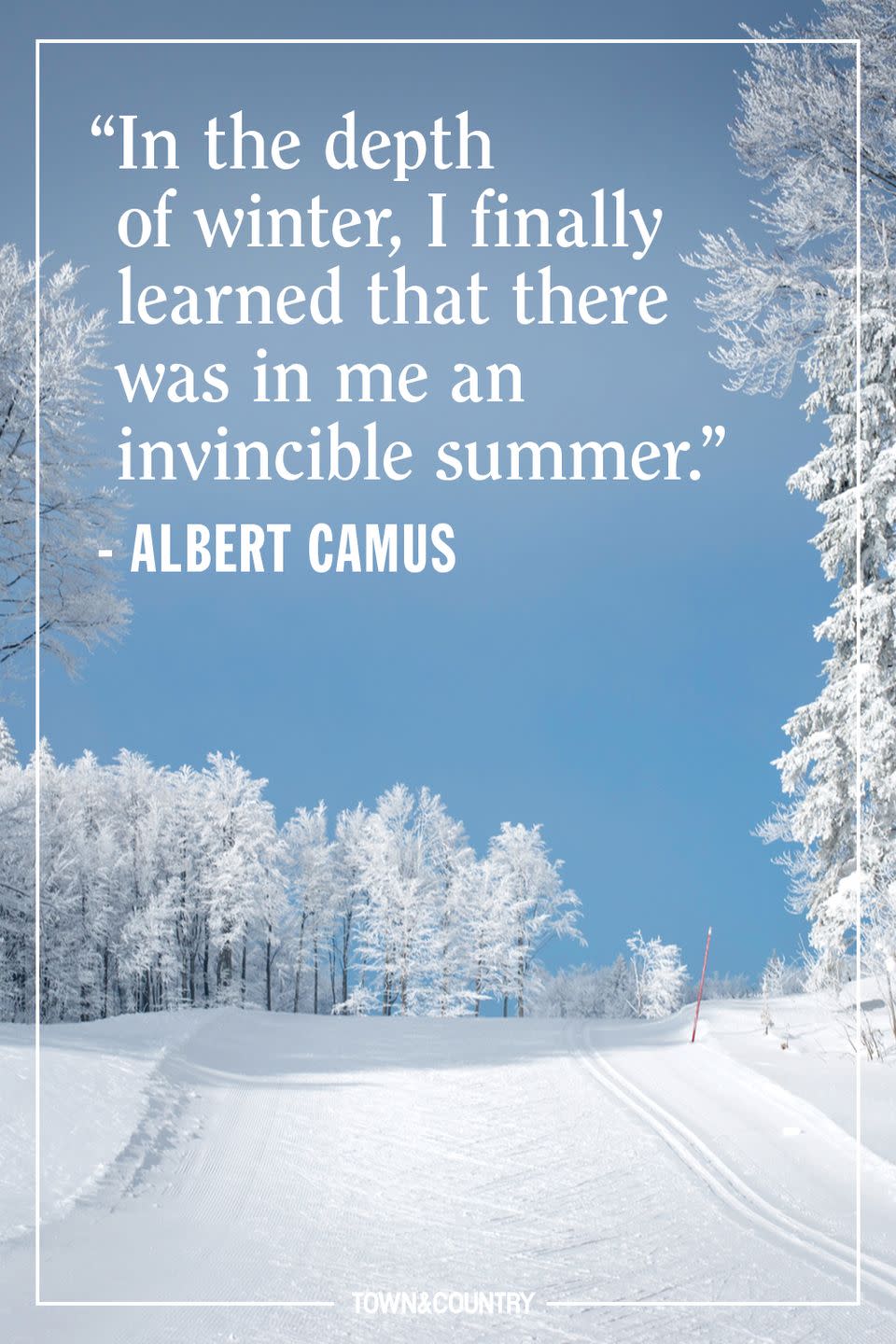 <p>"In the depth of winter, I finally learned that there was in me an invincible summer." </p><p><em>- Albert Camus</em></p>