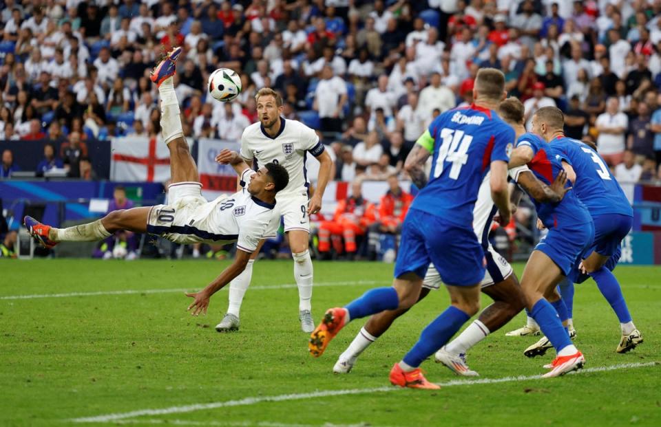 Jude Bellingham’s bicycle kick saved England at Euro 2024 (REUTERS)