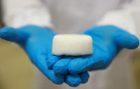 FILE PHOTO: An NUS researcher shows an Aerogel pellet at NUS's Department of Mechanical Engineering in Singapore November 23, 2018. REUTERS/Yiming Woo