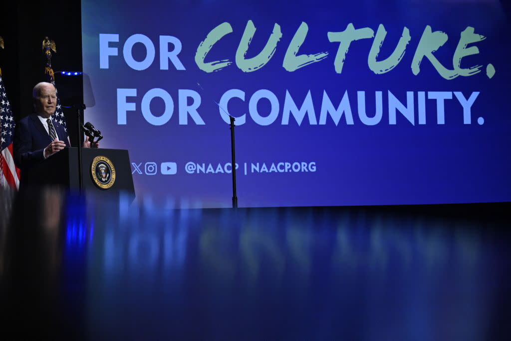 President Joe Biden speaks at the National Museum of African American History and Culture in Washington, D.C. on May 17, 2024. (Photo: Andrew Caballero-Reynolds/AFP via Getty Images) 