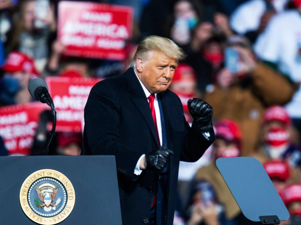 Trump dances for a crowd after speaking at a rally in October 2020 (Getty Images)