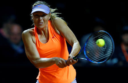 Tennis - WTA Stuttgart Tennis Grand Prix - Maria Sharapova of Russia v Roberta Vinci of Italy - Stuttgart, Germany - 26/4/17. Maria Sharapova of Russia in action. REUTERS/Ralph Orlowski