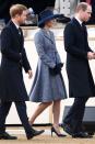 <p>In a Michael Kors coat dress with black gloves, almond-toe pumps and a brimmed hat while attending a service of commemoration in central London </p>