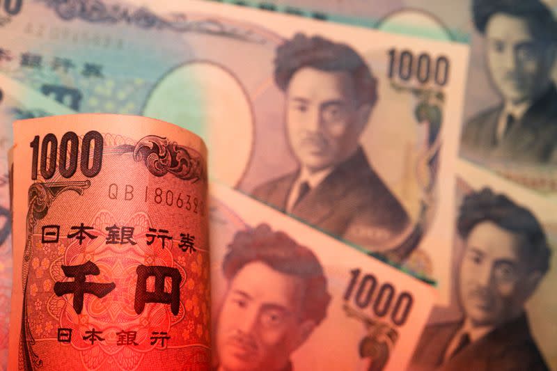 Illustration picture of Japanese yen banknotes