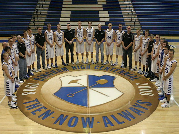 Bingham coach Mark Dubach (ninth from right) resigned amid verbal abuse and financial impropriety allegations -- binghamminers.org