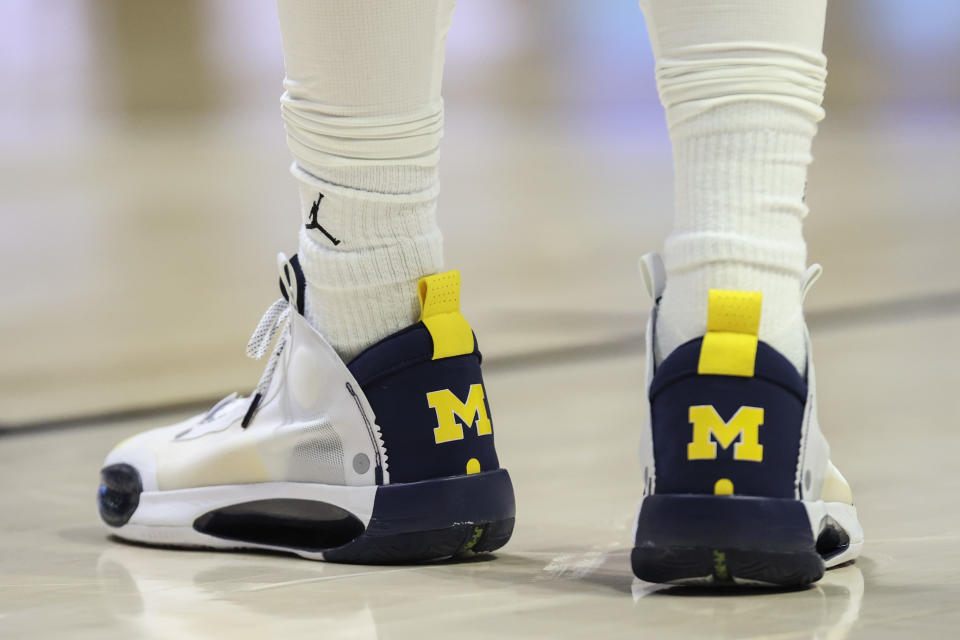 Michigan shoes with Jordan Brand socks. 