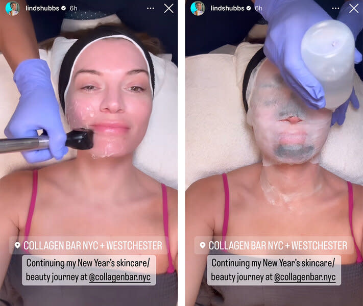 A split of Lindsay Hubbard having a facial done.