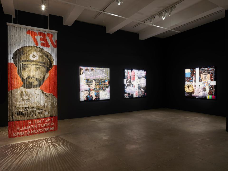 "The Awakening," May 6-June 11, 2022, by Tavares Strachan includes a giant glass bead curtain of former Ethiopian Emperor Haile Selassie on the cover of a 1952 issue of Jet magazine.