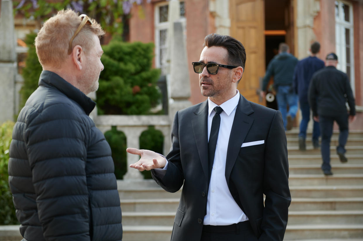 Kenneth Branagh and Colin Farrell on the set of Disney's Artemis Fowl. (Photo: Disney)