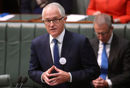 Australian Prime Minister Malcolm Turnbull speaks on the 50th anniversary of the 1967 referendum in the House of Representatives at Parliament House in Canberra, Australia, May 24, 2017. AAP/Lukas Coch/via REUTERS